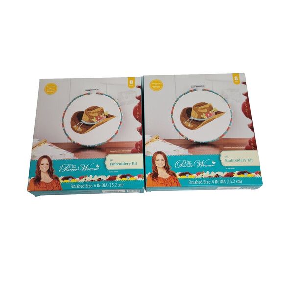 Pioneer Woman Hat Needle Craft Embroidery Kit Size 6 In DIA ( 15.2 cm) 2 New - Picture 1 of 5